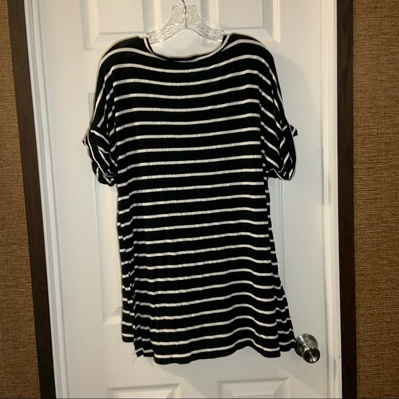 Zenana Black/White Striped Short Sleeve Top size XL - Picture 8 of 9